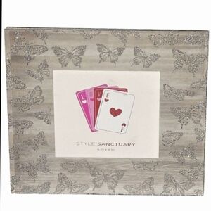 Style Sanctuaty Etched Glitter Butterfly Mirrored Photo Frame